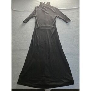 Vince Black Mock Neck 3/4 Sleeve Maxi Dress Stretch Jersey Small RN106730